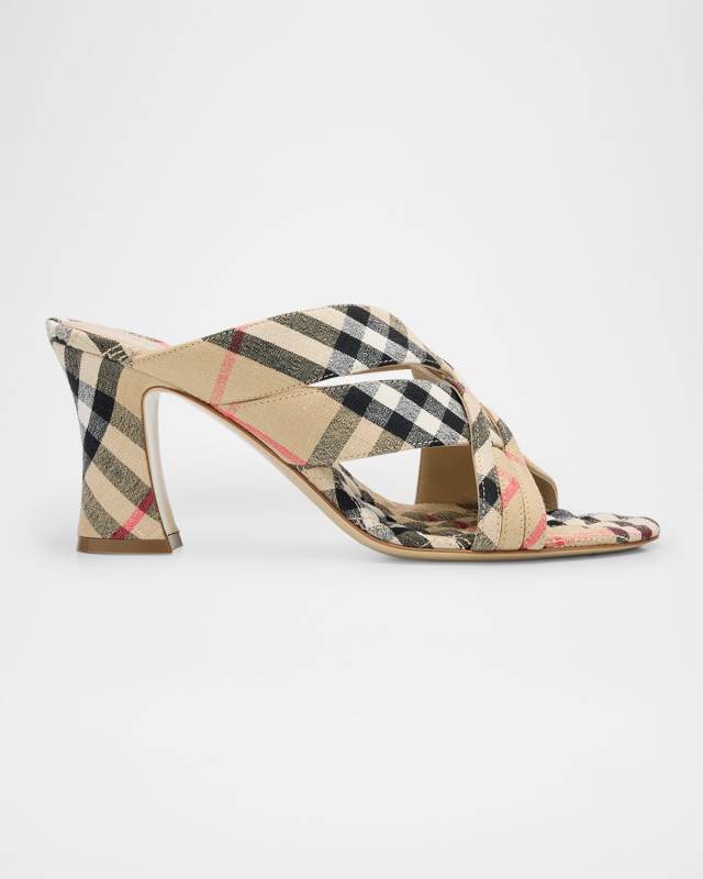 Sloanne Woven Linen Block-Heel Sandals